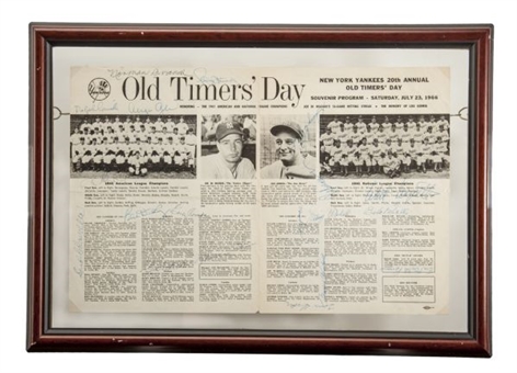 1966 New York Yankee Old Timers Day Program Signed by 19 including Dickey and Combs  